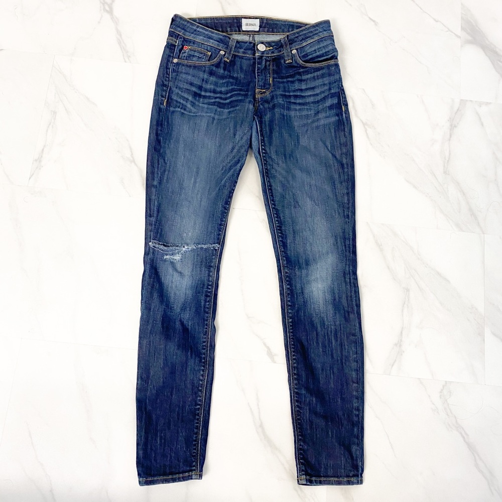 Hudson blue jeans with ripped knee